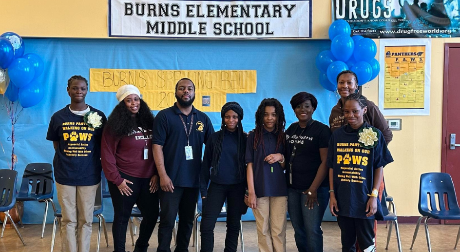  Students and staff at the spelling bee